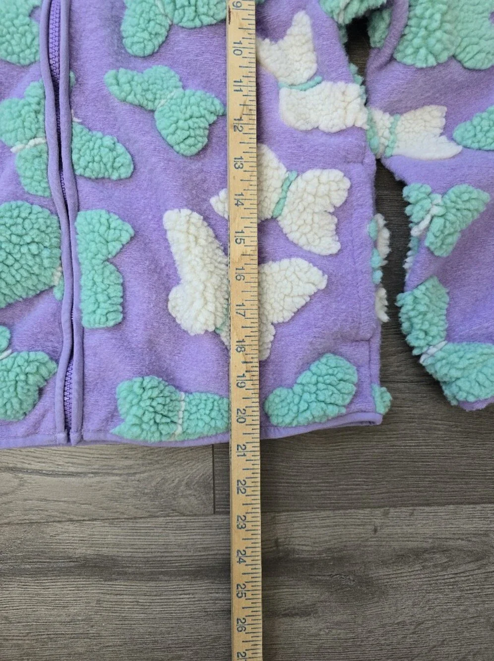 Lucky Brand Fleece Zip Up Jacket 3D Butterfly Pattern Girls Large 14/16